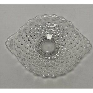 Vintage‎ Duncan & Miller Glass Hobnail Pressed Clear Mint Dish handles footed